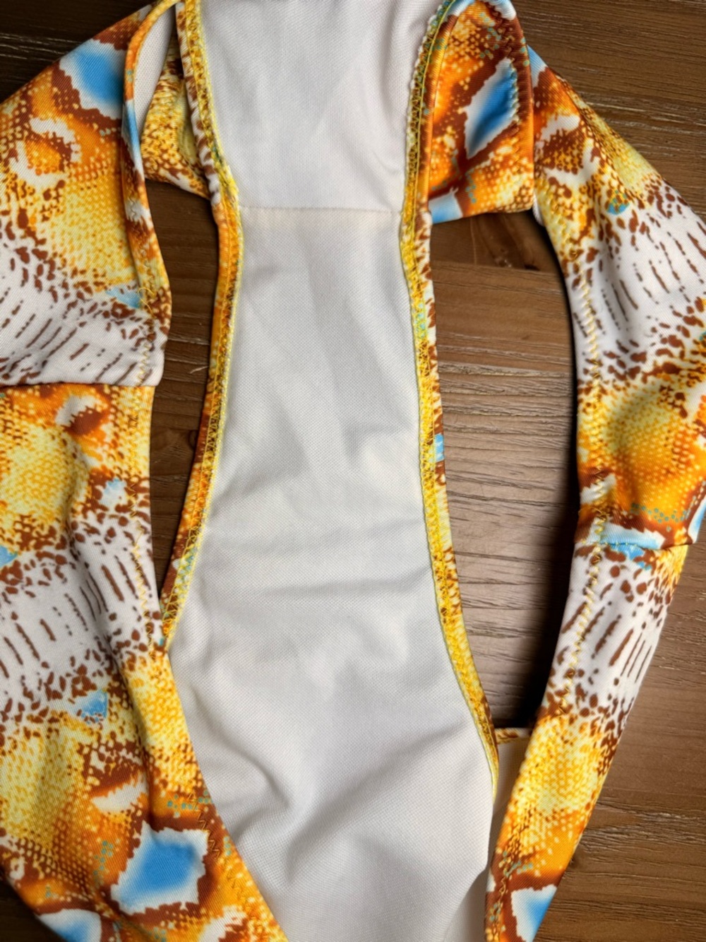 Amazon Yellow Orange Blue Patterned Bandeau Bikini Set - Picture 5 of 10